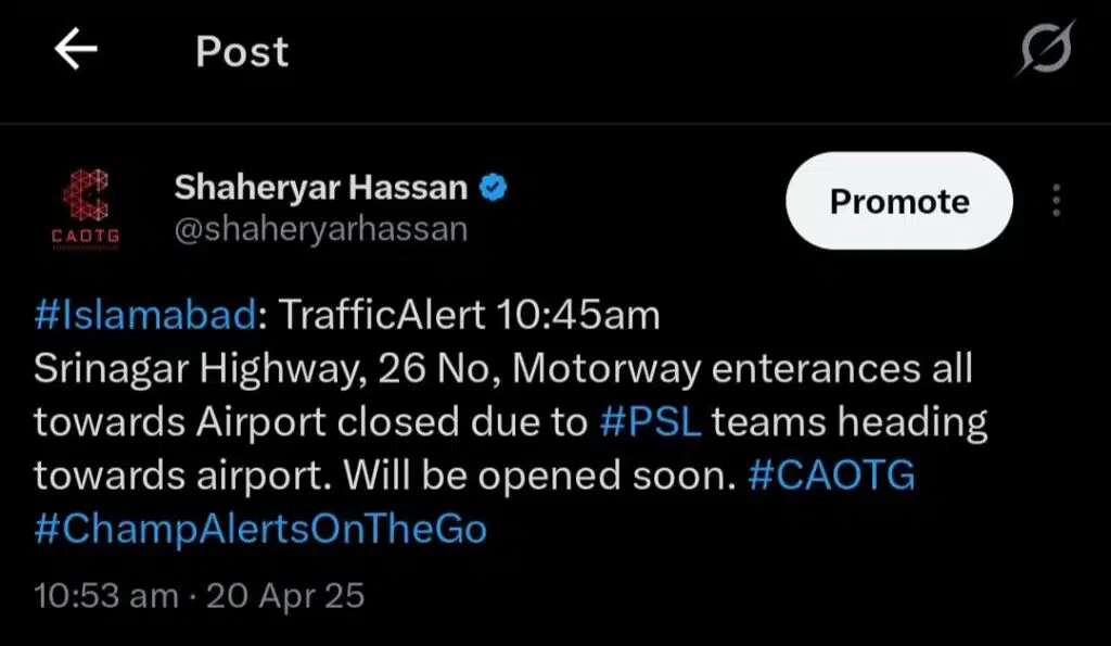 Islamabad traffic police plan in action amid PSL matches, route delays expected Islamabad traffic police plan