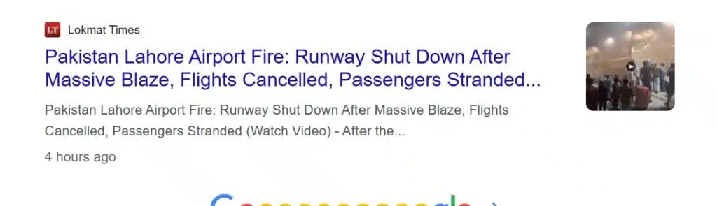 Indian propaganda exposed: false claims about fire at Lahore airport Screenshot 2025 04 26 181248