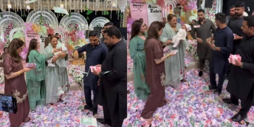 Rajab Butt under fire over lavish money display at niece’s aqiqa