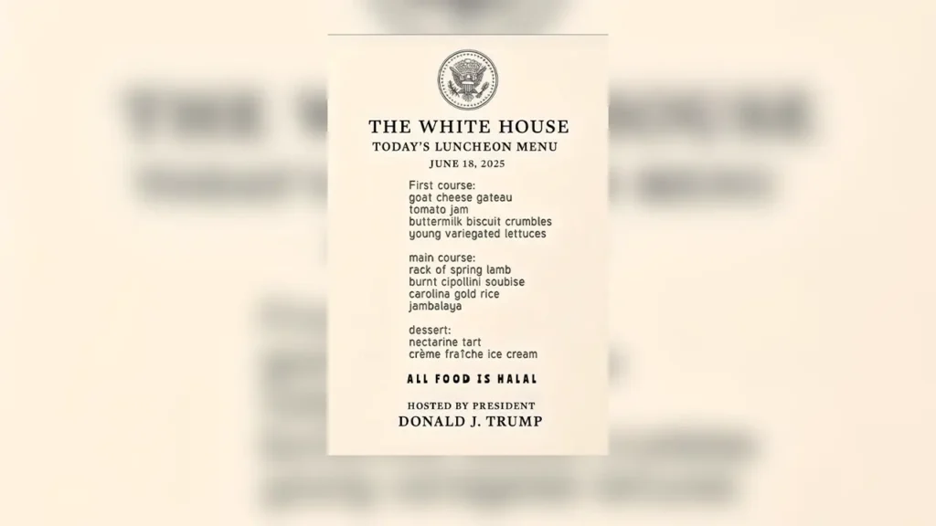 Viral Image Shows ‘Halal’ Menu At Trump’s Luncheon For Field Marshal Asim Munir 