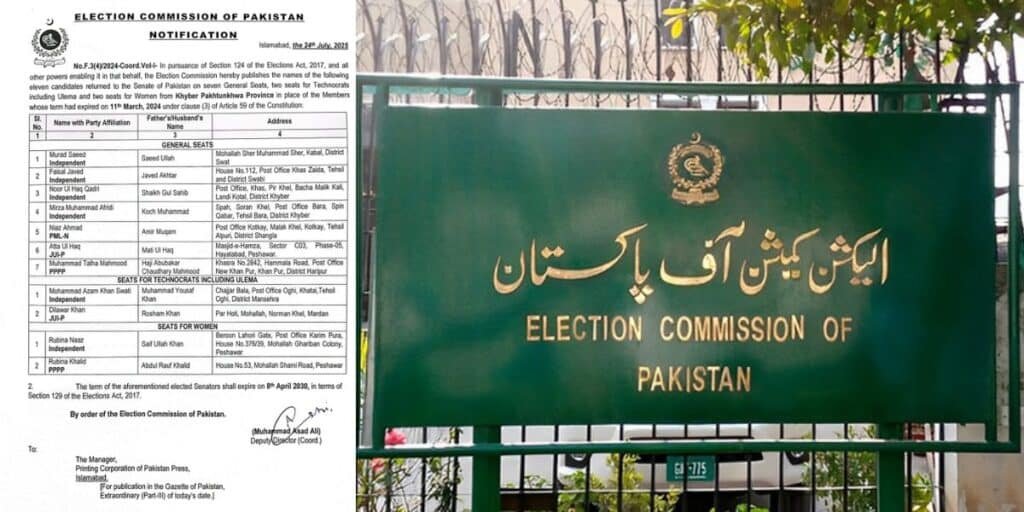 ECP notifies KP senators for general, technocrat, women’s seats